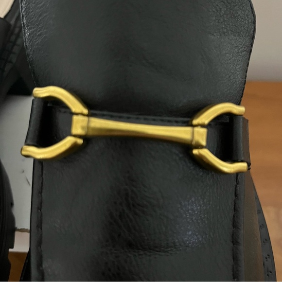 Women’s Lulus Ranae Black Slide On Loafers Black Gold Horsebit Hardware Size 10 - Picture 6 of 9